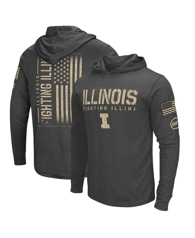 Men's Colosseum Charcoal Distressed Illinois Fighting Illini Team Oht Military-Inspired Appreciation Hoodie Long Sleeve T-shirt