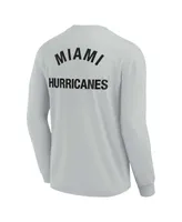 Men's and Women's Fanatics Signature Gray Miami Hurricanes Super Soft Long Sleeve T-shirt