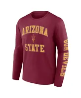 Men's Fanatics Maroon Arizona State Sun Devils Distressed Arch Over Logo Long Sleeve T-shirt