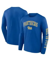 Men's Fanatics Royal Pitt Panthers Distressed Arch Over Logo Long Sleeve T-shirt