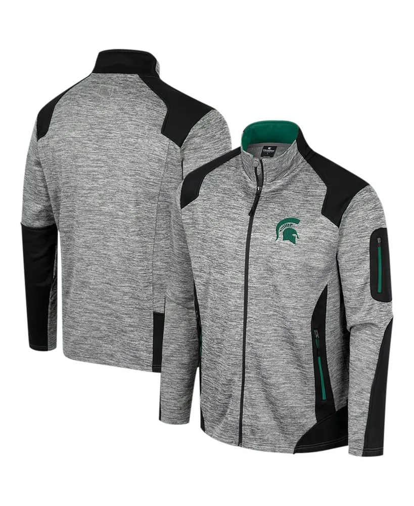 Men's Colosseum Gray Michigan State Spartans Silberman Color Block Full-Zip Jacket