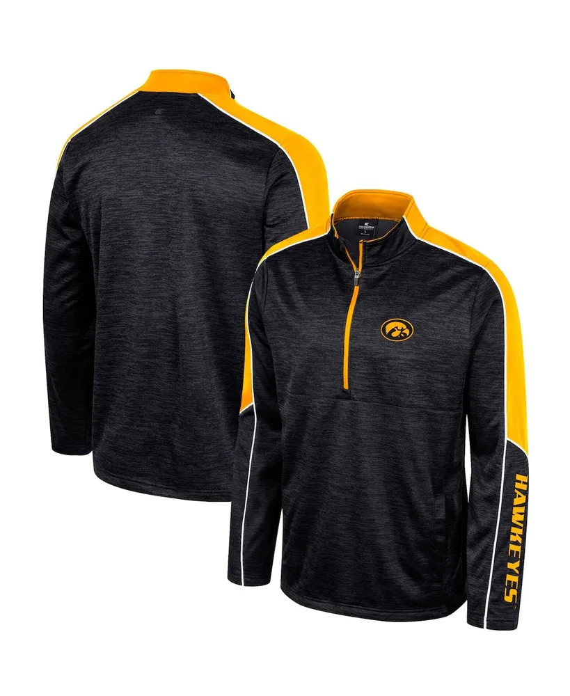 Men's Colosseum Black Iowa Hawkeyes Marled Half-Zip Jacket