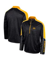 Men's Colosseum Black Iowa Hawkeyes Marled Half-Zip Jacket