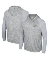 Men's Colosseum Gray Arkansas Razorbacks Cybernetic Raglan Quarter-Zip Hooded Top