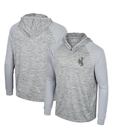 Men's Colosseum Gray Wyoming Cowboys Cybernetic Raglan Quarter-Zip Hooded Top