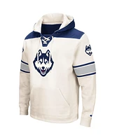 Men's Colosseum Cream UConn Huskies Lace-Up 2.0 Pullover Hoodie