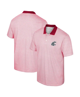 Men's Colosseum White, Crimson Washington State Cougars Print Stripe Polo Shirt