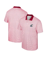 Men's Colosseum White, Crimson Washington State Cougars Print Stripe Polo Shirt