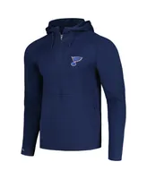 Men's Antigua Heather Navy St. Louis Blues Spikes Raglan Quarter-Zip Hoodie