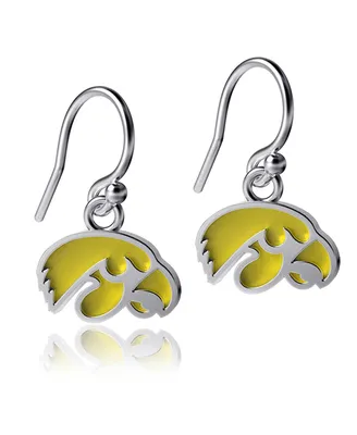 Women's Dayna Designs Iowa Hawkeyes Silver Enamel Dangle Earrings