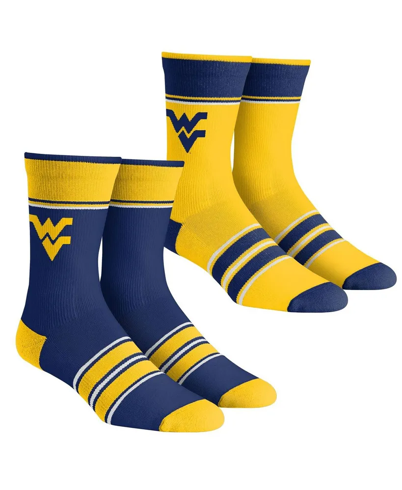 Youth Boys and Girls Rock 'Em Socks West Virginia Mountaineers Multi-Stripe 2-Pack Team Crew Sock Set