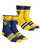 Youth Boys and Girls Rock 'Em Socks West Virginia Mountaineers Multi-Stripe 2-Pack Team Crew Sock Set