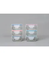 Genicook 12 Pc Rectangular Shape Borosilicate Glass Small Baby-Size Meal and Food Storage Containers Set