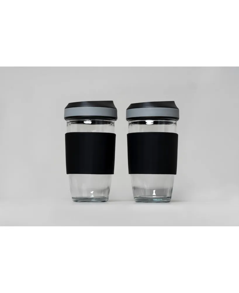 Genicook Set of 2 Borosilicate Coffee Cup with Silicone Wrap, 16.2 oz