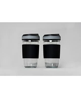 Genicook Set of 2 Borosilicate Coffee Cup with Silicone Wrap, 16.2 oz