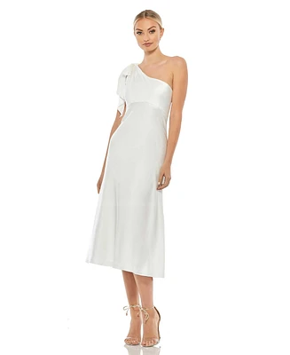 Mac Duggal Women's Ieena One Shoulder Midi Dress