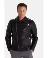 Furniq Uk Big & Tall Biker Jacket, Black