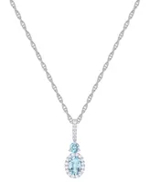 Santa Maria Aquamarine (5/8 ct. t.w.) & Diamond (1/8 ct. t.w.) Halo 18" Pendant Necklace in 14k White Gold