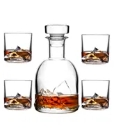 Liiton Mount Everest Crystal Whiskey Decanter with Glasses, Set of 5