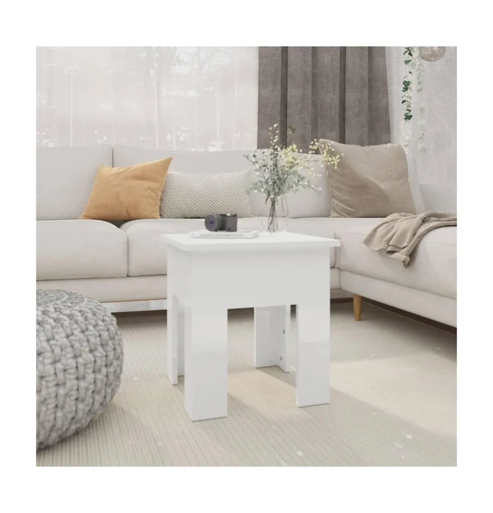 Coffee Table High Gloss White 15.7"x15.7"x16.5" Engineered Wood