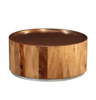 Coffee Table Solid Sheesham Wood and Steel 26.8"