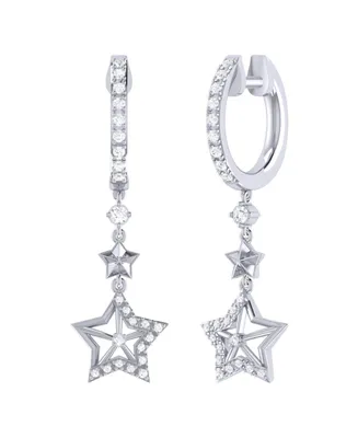 LuvMyJewelry Little Star Lucky Design Sterling Silver Diamond Hoop Women Earring
