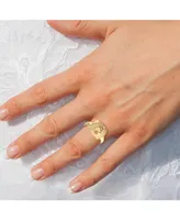 LuvMyJewelry Libra Scales Design 14K Yellow Gold Pink Tourmaline Gemstone Diamond Signet Ring