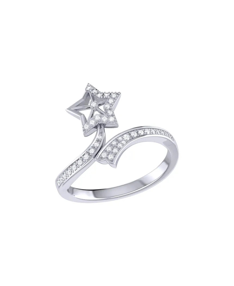 LuvMyJewelry Lucky Star Twist Design Sterling Silver Diamond Women Ring