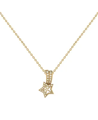 LuvMyJewelry Wishing Star Design Sterling Silver Diamond Pendant Women Necklace