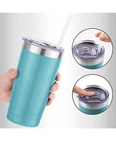 Zulay Kitchen 20oz Stainless Steel Tumbler With Lid and Straw - Sweat-Free Travel Coffee Mug Cups