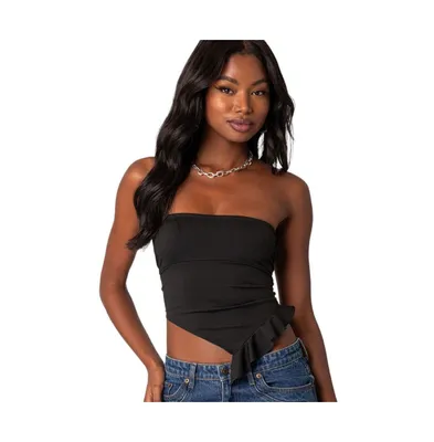 Women's Hayley lace up ruffle tube top