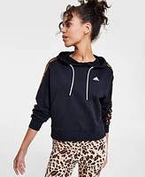 adidas Women's Essentials 3-Stripe Animal-Print Cropped Hoodie