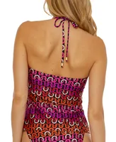 Trina Turk Women's Echo Chain Halter Tankini Top