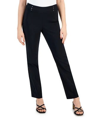 Jm Collection Petite Studded-Rivet Straight-Leg Pants, & Short, Created for Macy's