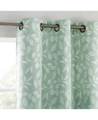 Satti Embroidered Leaf 100% Blackout Grommet Curtain Panel