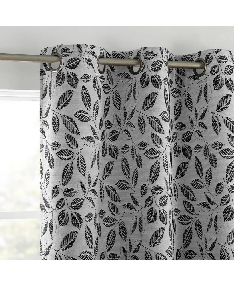 Satti Embroidered Leaf 100% Blackout Grommet Curtain Panel