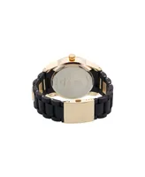 Rocawear Men's Analog Matte Black and Shiny Gold-Tone Link Rubber Strap Watch 51mm