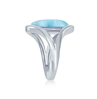 Sterling Silver Oval Larimar with Open Sides Ring