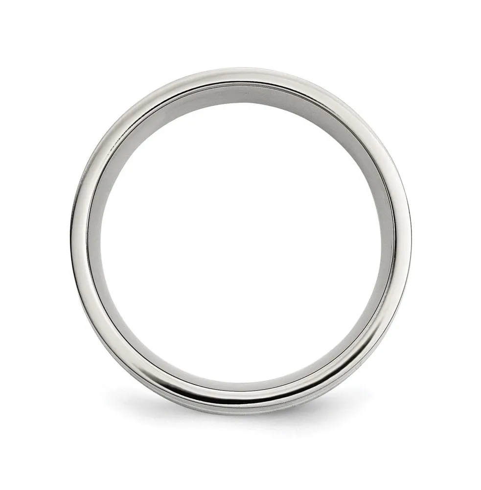 Chisel Stainless Steel Sterling Silver Inlay 8mm Flat Band Ring