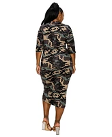 Plus Camo Midi Dress