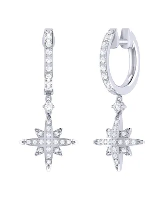 LuvMyJewelry Supernova Design Sterling Silver Diamond Hoop Women Earring