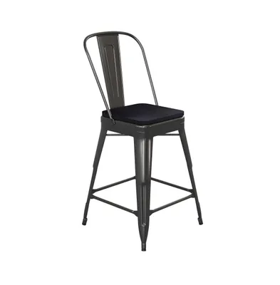 Kam Metal Indoor-Outdoor Stool With Removable Back And All-Weather Polystyrene Seat