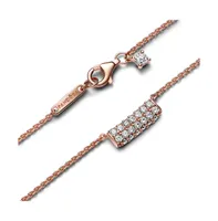 Pandora Timeless 14K Rose Gold-Plated Pave Cubic Zirconia Double-Row Bar Collier Necklace