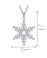 Bling Jewelry Christmas Holiday Party Branch Micro Pave Cubic Zirconia Cz Star Snowflake Pendant Necklace For Women Sterling Silver