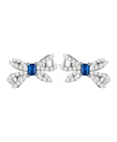 Macy's Imitation Pearl and Cubic Zirconia Bow Stud Earrings