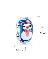 Bling Jewelry Christmas Holiday Snowman Winter Murano Glass Sterling Silver Spacer Bead Fits European Charm Bracelet For Women For Teen