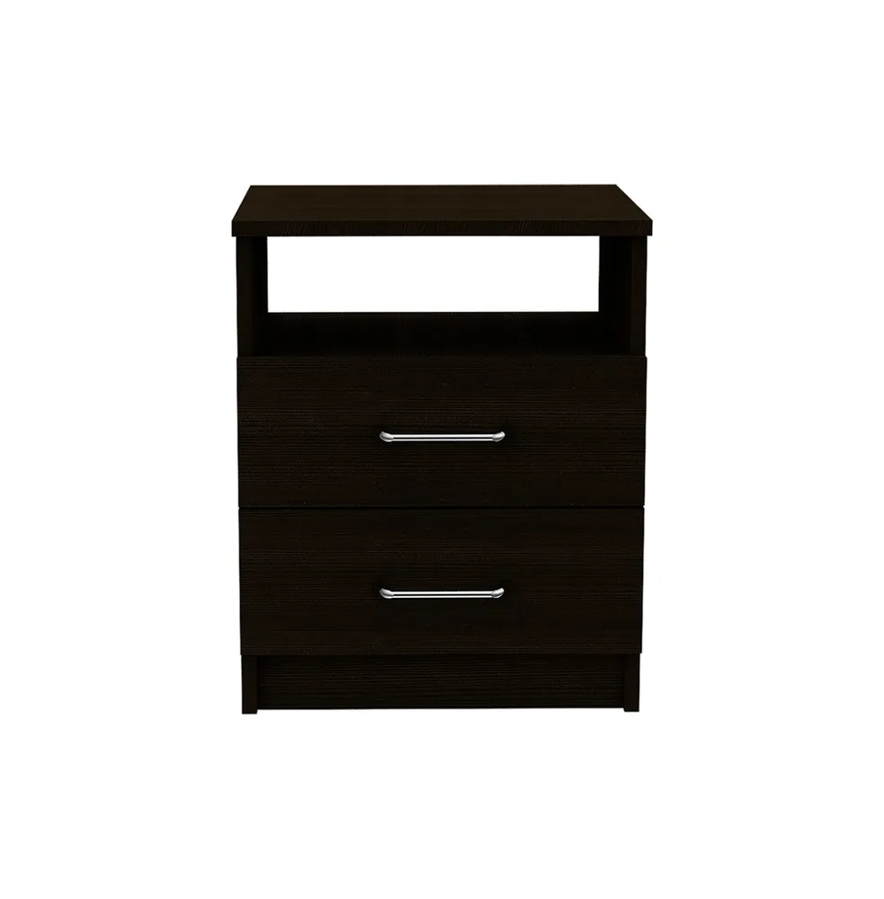 Depot E-Shop Salento Nightstand, Two Drawers, One Shelf, Superior Top