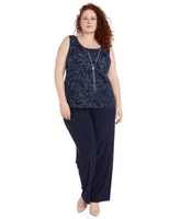 R & M Richards Plus Size Lace Jacket, Top & Pull-On Pants