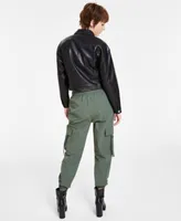 Bar Iii Womens Faux Leather Cropped Jacket Textured Sleeveless Top Everything Cargo Pants Created For Macys