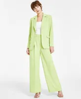 Bar Iii Womens Twill One Button Blazer Tank Top Twill Wide Leg Trousers Created For Macys